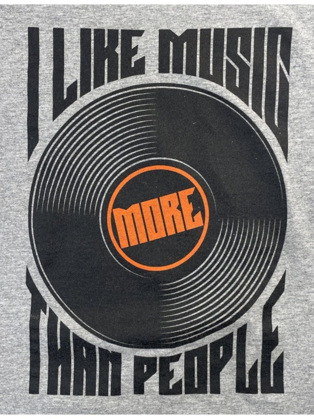 Large Gray I Like Music More Than People Fruit of the Loom T-Shirt
